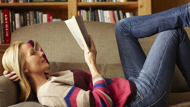 Autumn reads woman reading book